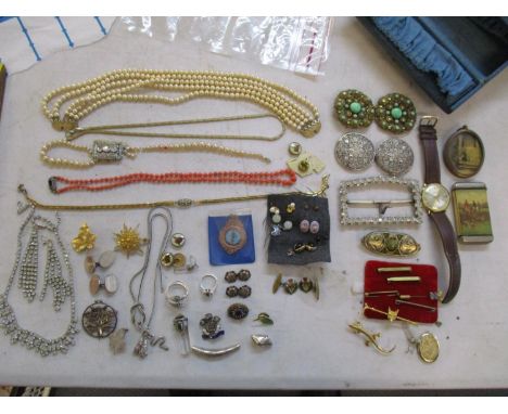 A quantity of costume jewellery to include some silver, a Christian Dior necklace and a Primula watchLocation: Cab 