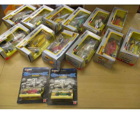 Twelve Burago model cars, circa 1980's in original boxes together with two Corgi cars 