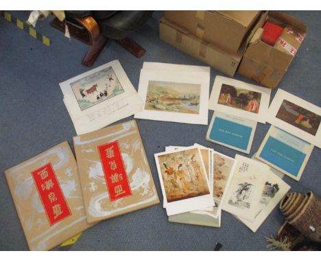 Boxed Chinese print folio?s includes Mawangdui silk funeral banner-Gita Govinda album prints-4 pochoir prints from The Tunhua
