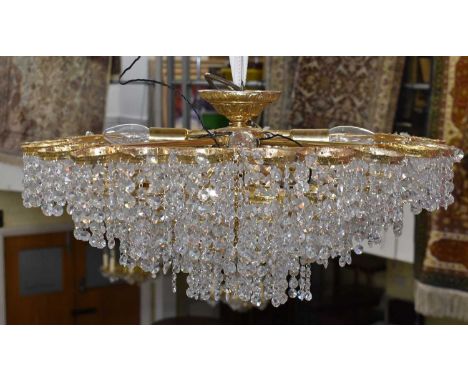 A modern brass and cut glass ceiling light.Condition Report: Diameter 61cmheight approx 25cm