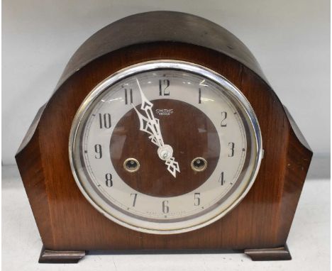 A Smiths of Enfield mahogany cased mantel clock, a mahogany cased mantel clock with silvered dial, height 31cm, and a Smiths 