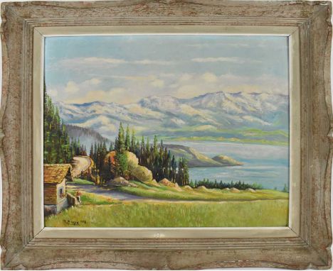 † R PINGON; oil on board, Alpine scene, signed and dated 1958, 44.5 x 53.5cm, framed.
