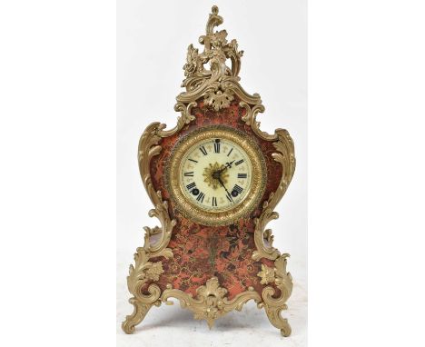 ANSONIA CLOCK COMPANY, NEW YORK; a late 19th century faux marble eight day mantel clock with gilt metal mounts, height 42cm.