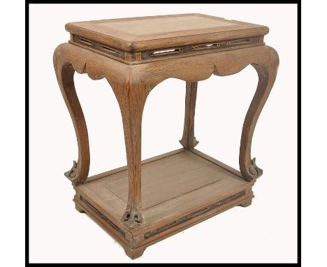 A Chinese Quin Long period elm wood and marble altar table - centre table. Raised on stunning cabriole type legs with carved 
