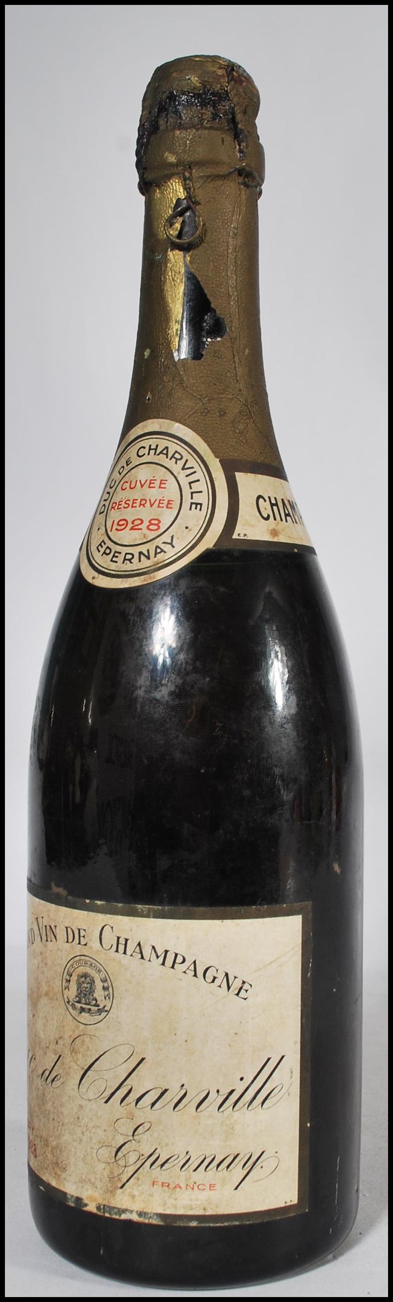 A vintage 1920's bottle of Duc De Charville Epernay Cuvee Reserve ...