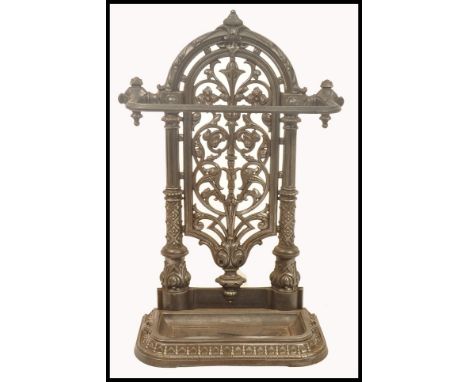 A 19th century Scottish Victorian cast iron stick stand, from the Carron Iron Works, Falkirk. The stand No 13 design with orn