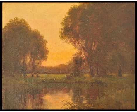 John Noble Barlow (1861-1917) England RWA. A 19th century oil on canvas painting entitled ' After Glow Shere ' The painting d
