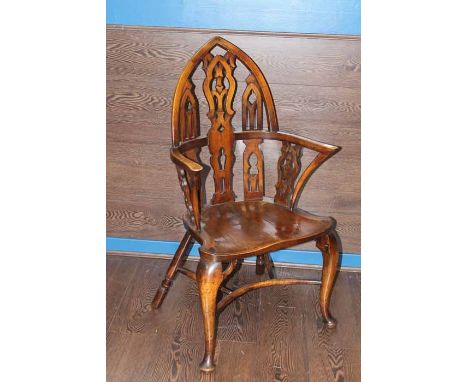 OAK ARCH BACKED ARMCHAIR