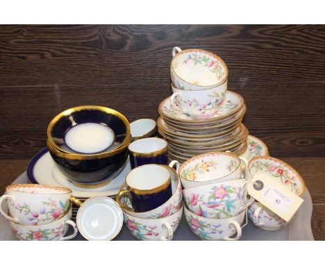 ROYAL DOULTON TEA SET 
with hand-finished floral decorations, comprising tea cups, saucers and side plates; together with ano