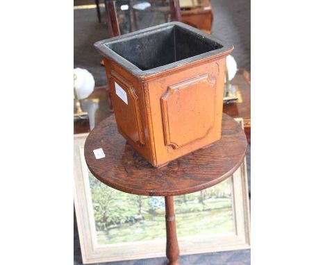 LATE VICTORIAN OAK OCCASIONAL TABLE
73.5cm high; together with a planter, 24cm high (2)