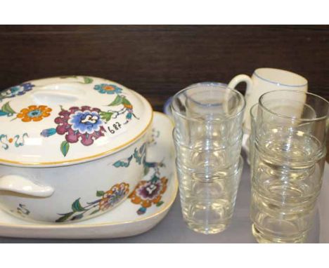 ROYAL WORCESTER "PALMYRA" OVEN WARE
together with commemorative Royal cups and saucers, a collection of drinking glasses, etc