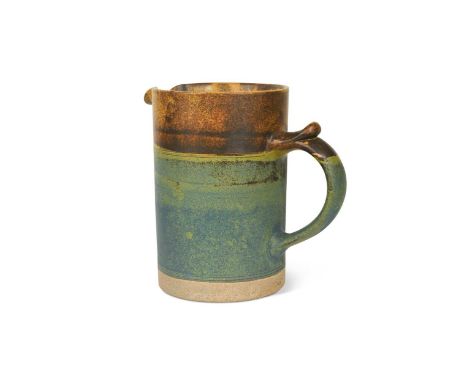 § Robin Welch (1936-2019), a large cylindrical stoneware jug, with banded decoration, impressed mark to foot rim24cm high
