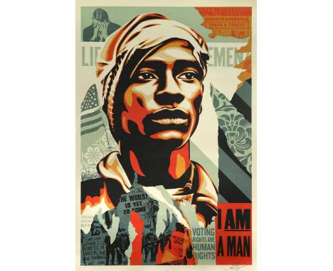 Shepard Fairey (1970-) Le droit de vote est un Droit de l'Hommesigned and dated 'Shf23' (lower right)offset lithograph, unfra