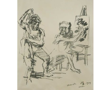 § Oskar Kokoschka CBE (1886-1980) Artist and modelsigned 'OKokoschka' (lower right); artist's prooflithograph, unframed51 x 4