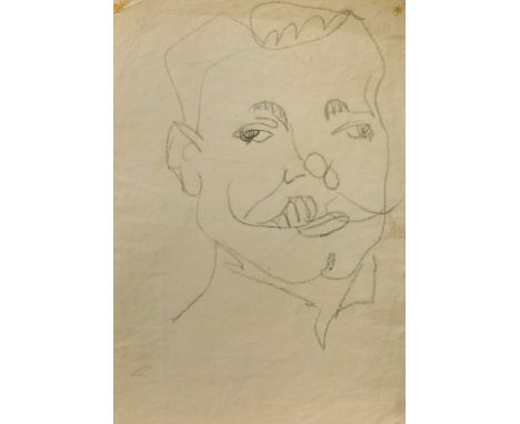 Henri Gaudier-Brzeska (1891-1915) Rotten Row Portrait; the reverse with a sketch of a horse and riderpencil on paper, unframe