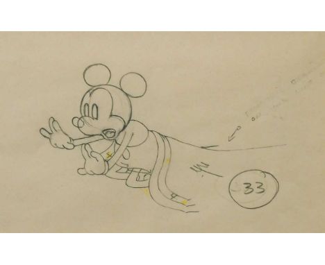 Walt Disney Studio  Mickey Mouse - a drawing for Gulliver Mickey, 1934 pencil and coloured crayon 12 x 19cm  Provenance: Coll