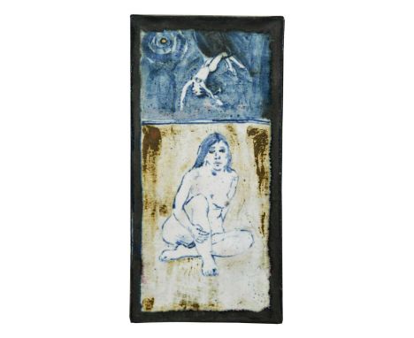 § Eric James Mellon (1925-2014), Circus Trapeze, 1997, a stoneware tile with ash glazes, signed, titled and dated to edge19.5