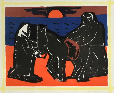 § Josef Herman OBE, RA (1911-2000) Red Sunsigned 'Josef Herman' (lower right); numbered 16/100lithograph35 x 43cmProvenance: 