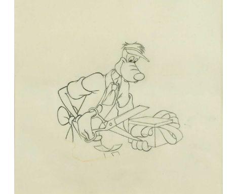 Walt Disney Studio  Goofy - a drawing for Hold That Pose, 1950 pencil and coloured crayon 17.5 x 18.5cm  Provenance: Collecti