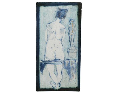 § Eric James Mellon (1925-2014), Maiden with a Statue, 2000, a stoneware tile with ash glazes, signed, titled and dated to ed