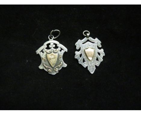 2x silver &amp; gold fobs for watch chain 