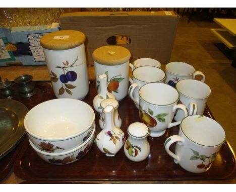 Selection of Royal Worcester Evesham Vale Cups, Storage Jars etc 