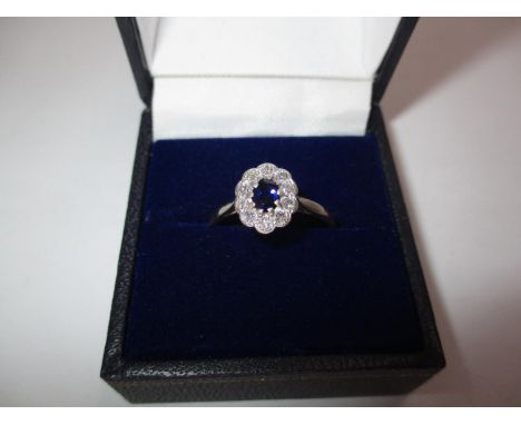 18ct Gold Platinum, Sapphire and Diamond Ring 