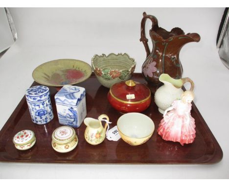 Grainger &amp; Co Worcester Sugar and Cream, Belleek Jug, Royal Doulton Figure and Other Ceramics 
