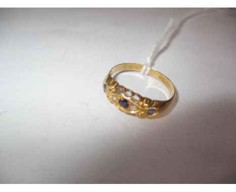 18ct Gold Sapphire and Diamond Ring, 1.6g, Size K 