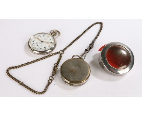 Buren Grand Prix military issue pocket watch, stamped G.S.T.P. H20097 to caseback, the case 52mm, with protective two piece c