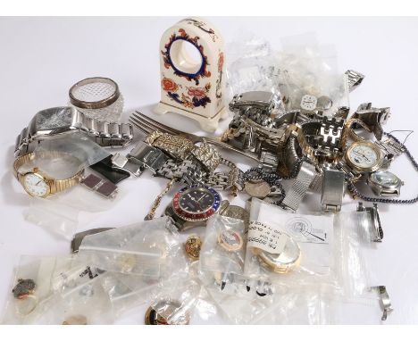 Watch parts and accessories, to include manual and quartz movements, cases, bracelets, Masons Mandalay clock case etc. (qty)