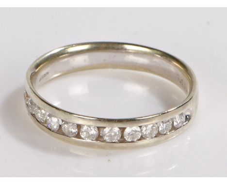 9 carat white gold and diamond half eternity ring, ring size R, 3g
