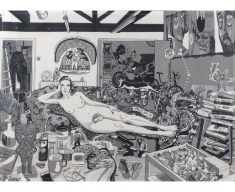Sir Grayson Perry (born 1960) Reclining Artist Print on linen Framed and glazed Picture size 67 x 49cm Overall size 65 x 85cm