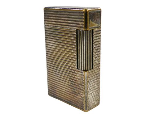 A vintage Dupont lighter - silver plated, with linier engine turning, 6cm high