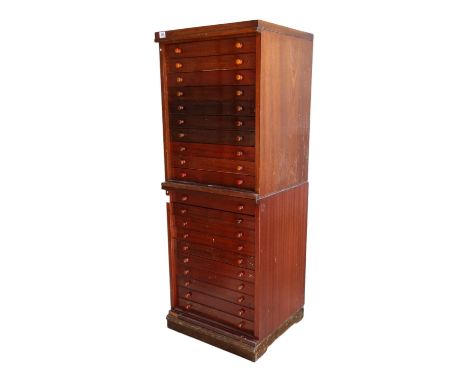 A pair of late 19th century mahogany collector's cabinets by JJ Hill - each of ten drawers containing a fine selection of but