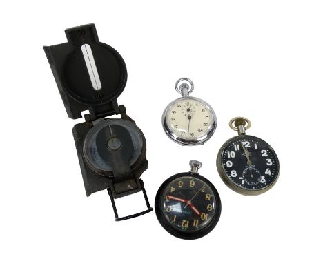 A Doxa steel cased open face pocket watch - engraved with crows foot mark to rear of case, the black dial set out with Arabic