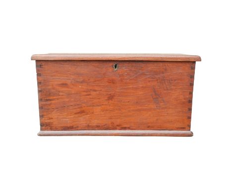 A late 19th century mahogany trunk - with brass bail handles and a void interior, 90 x 45 x 44cm. 