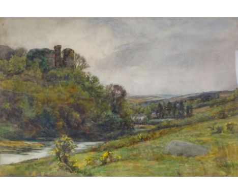 # Henry Meynell RHEAM (1859-1920) A West Country Valley  Watercolour Unsigned, verso a signed coastal sketch Framed and glaze
