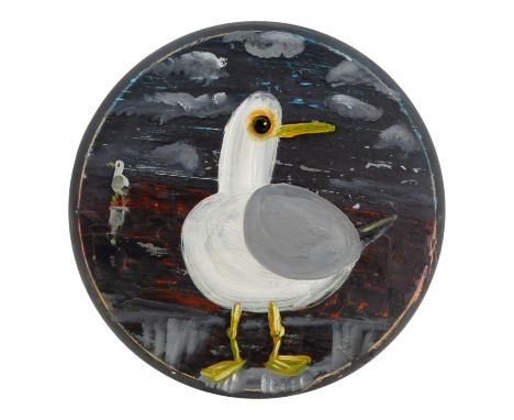 # Justin BOXALL (b. 1973) The Porthole Gull Acrylic on wood, tondo Monogrammed, titled and dated 23 verso Diameter 30cm