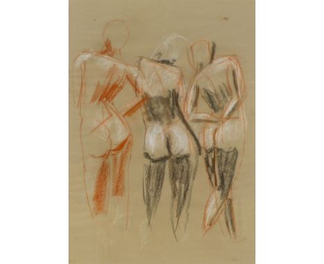 # K. BYRNE? Three Nudes Conte on paper Signed lower right and dated December 16 lower left Framed and glazed  Picture size 59