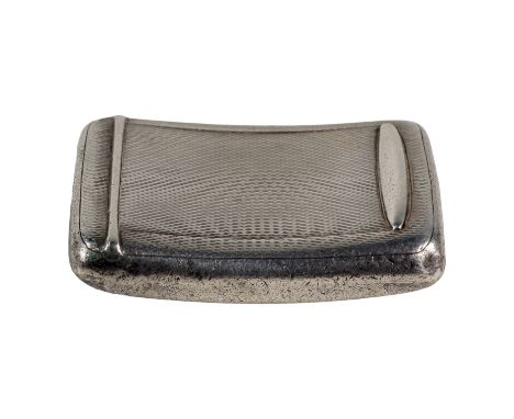 A silver palm snuff box - with engine turned decoration and gilded interior, Birmingham 1987, Deakin &amp; Francis Ltd, lengt