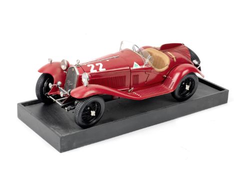 A 1:8 scale model of an Alfa Romeo 8C 2600 Mille Miglia by Pocher of Italy,kit-built model constructed from plastic and metal