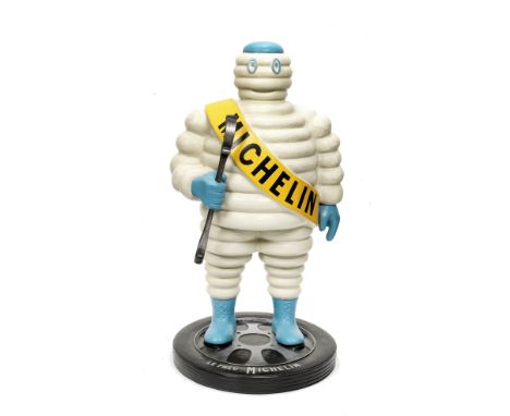 A hand-painted 'Mr Bibendum' standing forecourt figure,modern, fibreglass, depicting the Michelin advertising figure with 'Mi