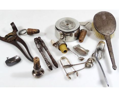 Various bygones and collectables, to include an Edwin Wolverson patented corkscrew, 20cm wide, a Midlands Bank savings bank, 