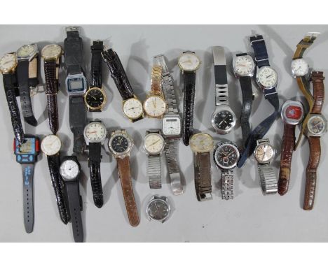 A large quantity of wristwatches, to include a stainless steel and leather straps, Sicura chronograph, etc.