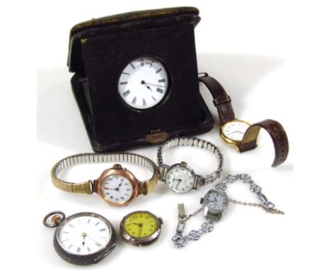 Various wrist and pocket watches, to include a Benson open face pocket watch, with a 4cm dia. plain enamel dial, in fitted ca