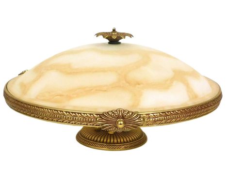 A late 20thC Italian gilt brass and marbled glass plafonnier, 53cm wide.