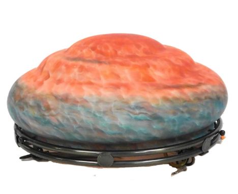 A 20thC Italian plafonnier with a mottled blue and red glass shade, 37cm wide.
