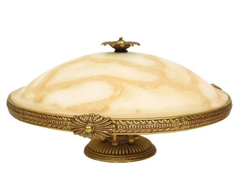 A late 20thC Italian gilt brass and marbled glass plafonnier, 53cm wide.