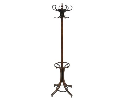 An early 20thC oak and bentwood hat and coat stand, 188cm high.
